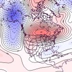 500 hPa geopotential height contour map over North America.