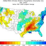 US map showing climate division precipitation anomalies.