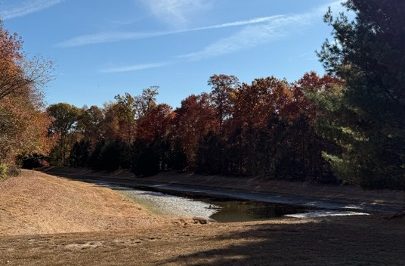 wet pond under very dry conditions